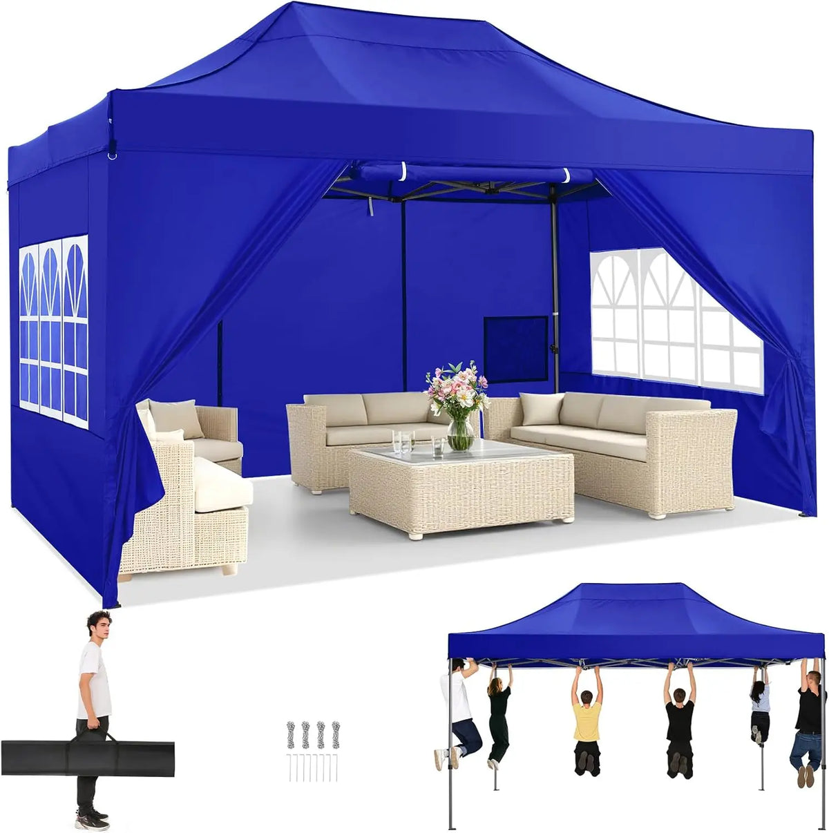 COBIZI Heavy Duty Pop Up Canopy With Sidewalls For Events