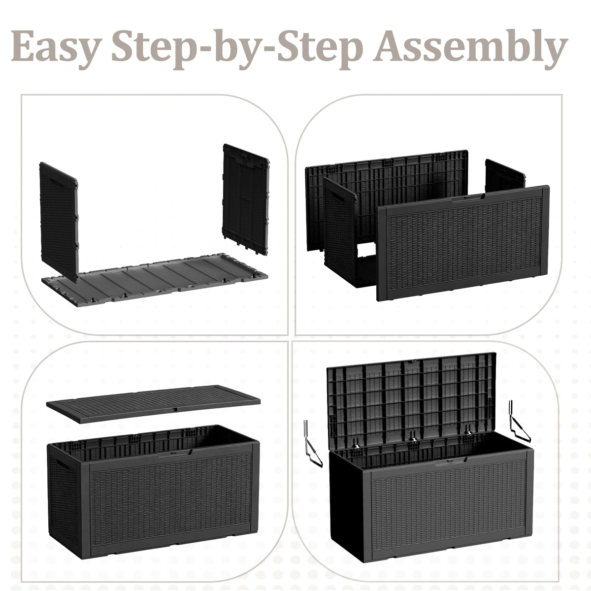 Outdoor Resin Rattan Waterproof Storage Deck Box With Lid