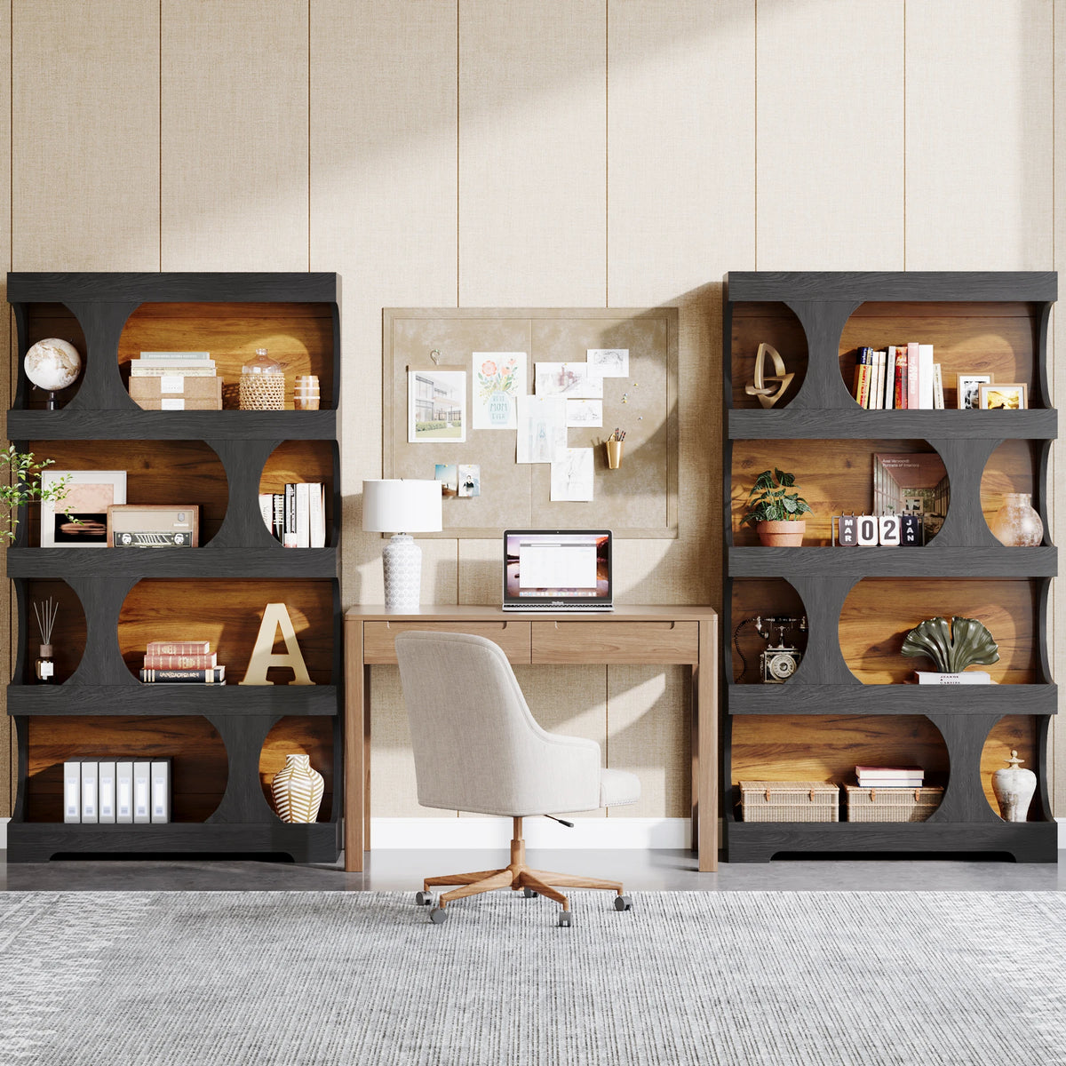 Tribesigns Modern S Shaped Bookcase With Four Tier Decorative Shelves