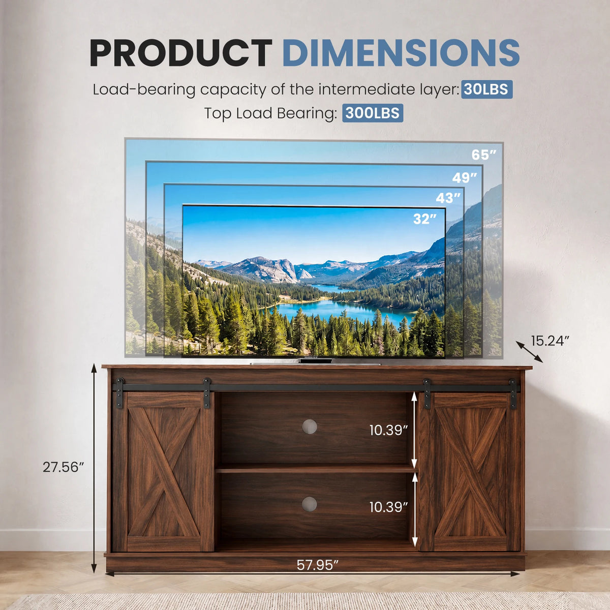 MCQ Contemporary Wood TV Stand Console With Ample Storage Space