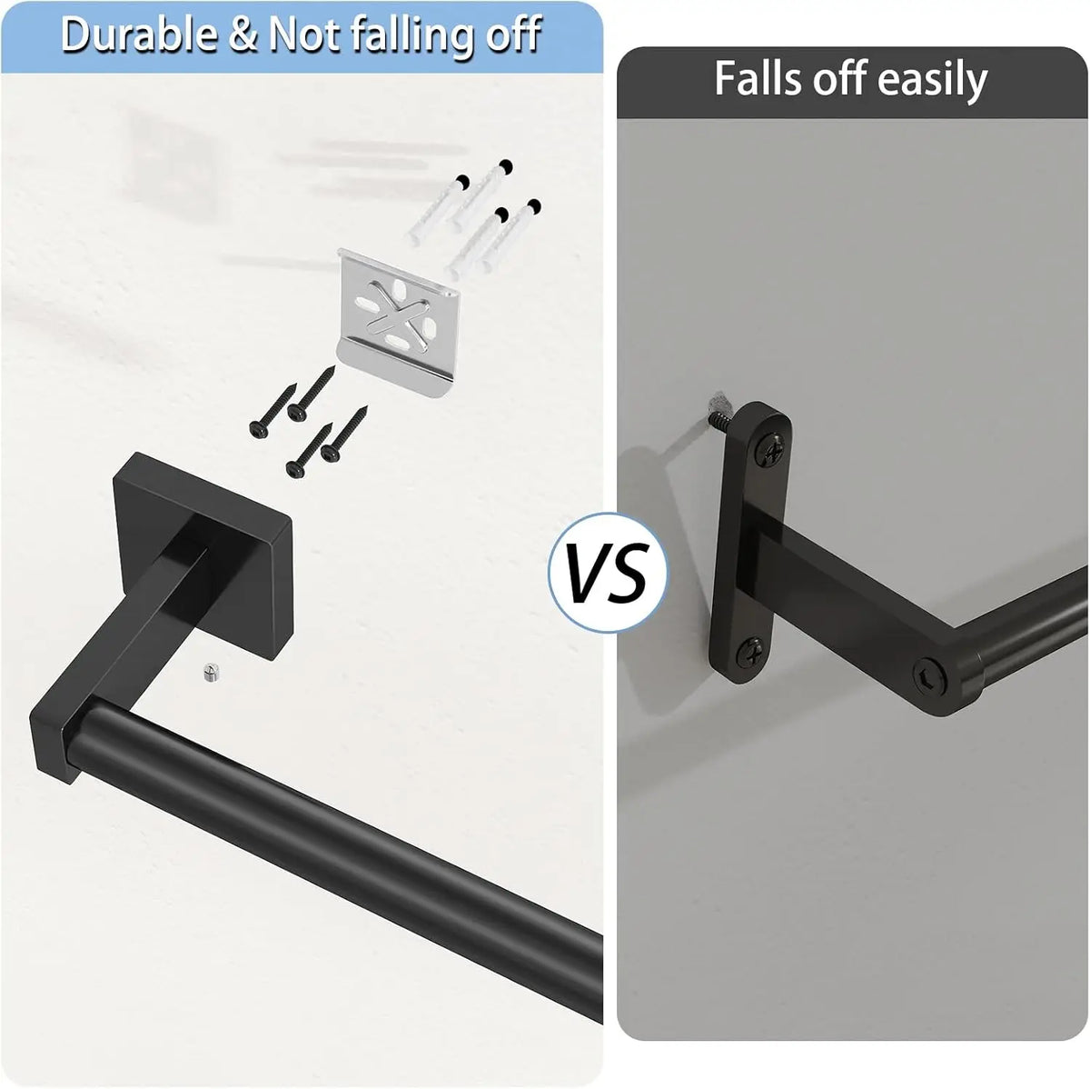 Wall Mounted Stainless Steel Towel Bar With Hooks Two Pack