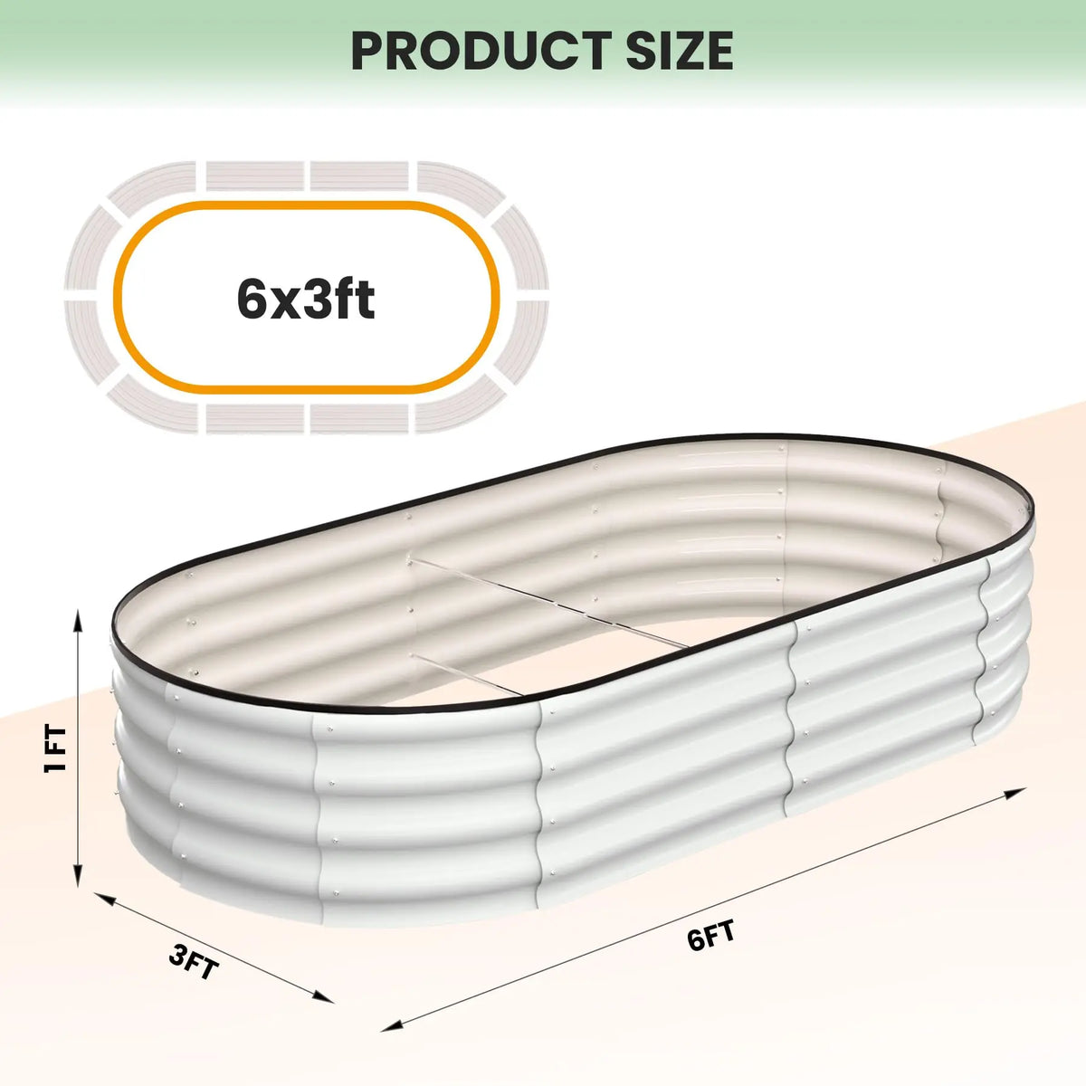 HiMISS 2 Pack Galvanized Steel Oval Raised Garden Bed Planters
