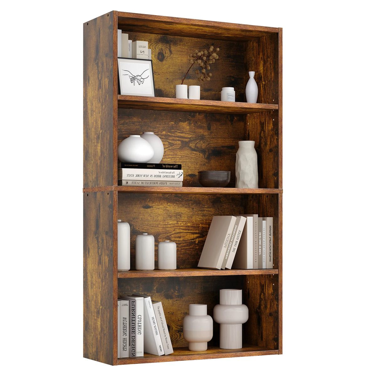 JHK Four Tier Wooden Bookcase For Home Office Storage Shelf