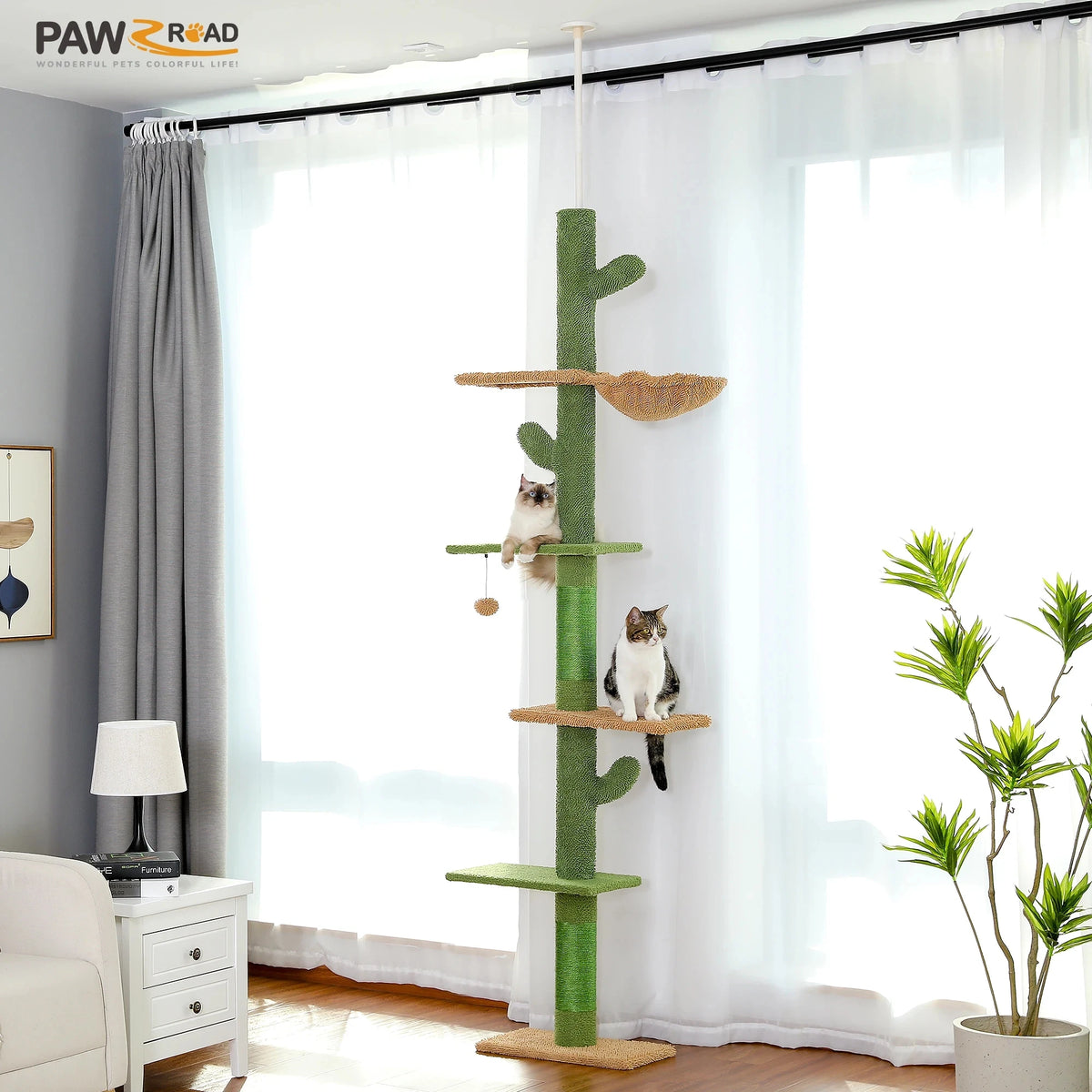 PAWZ Road 5-Tier Cactus Cat Tower Climbing Tree With Hammock