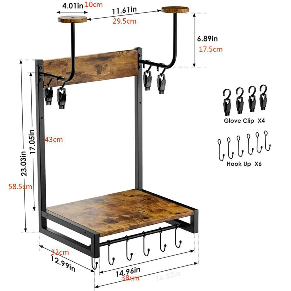 HiMISS Wall Mounted Motorcycle Helmet And Gear Storage Rack