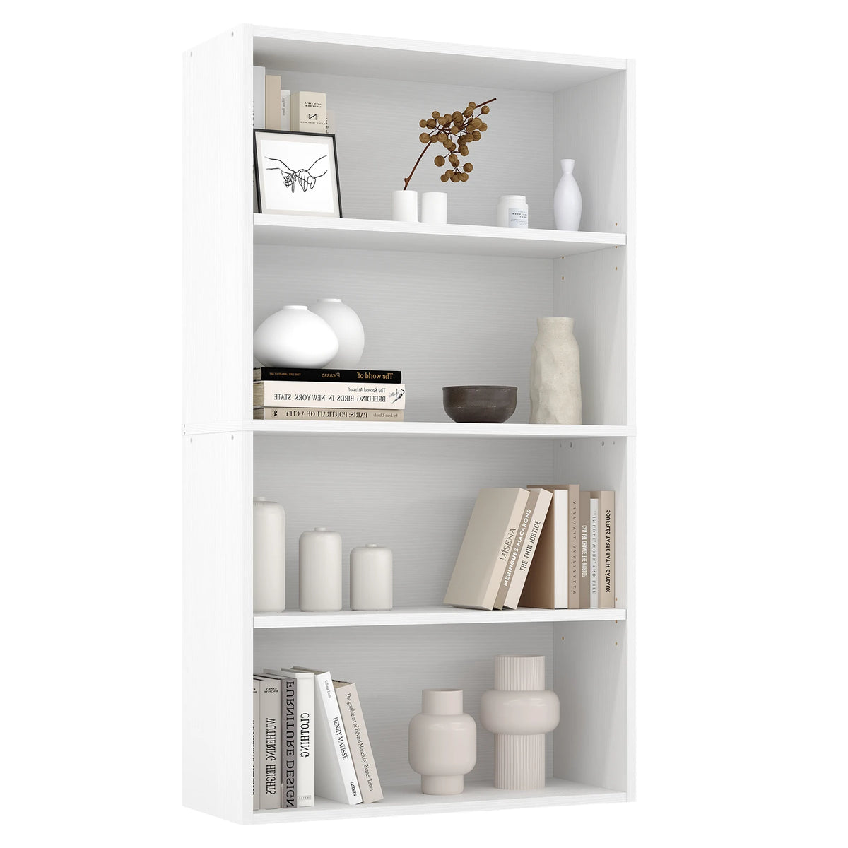 JHK Four Tier Wooden Bookcase For Home Office Storage Shelf