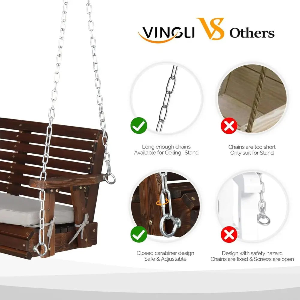 Heavy Duty Outdoor Porch Swing with Cushions Garden Pool Deck