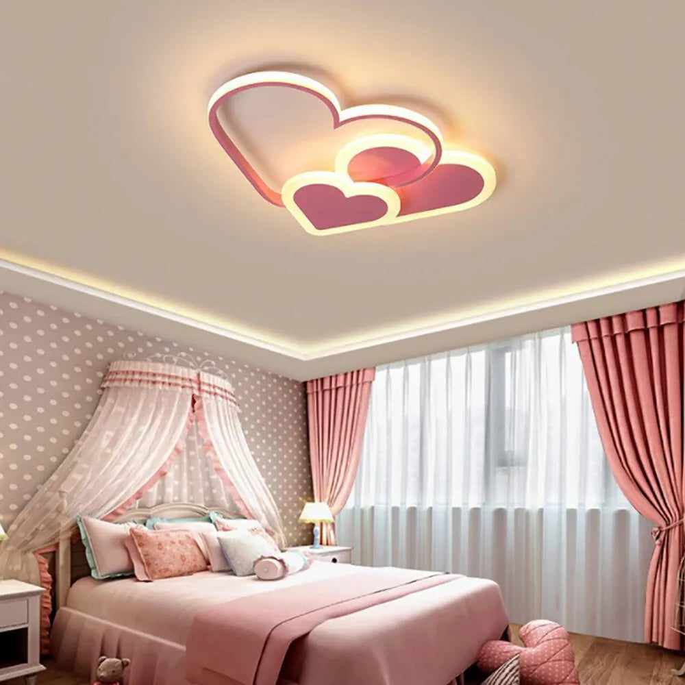 Heart Shaped LED Ceiling Lamp With Remote Control Dimmer
