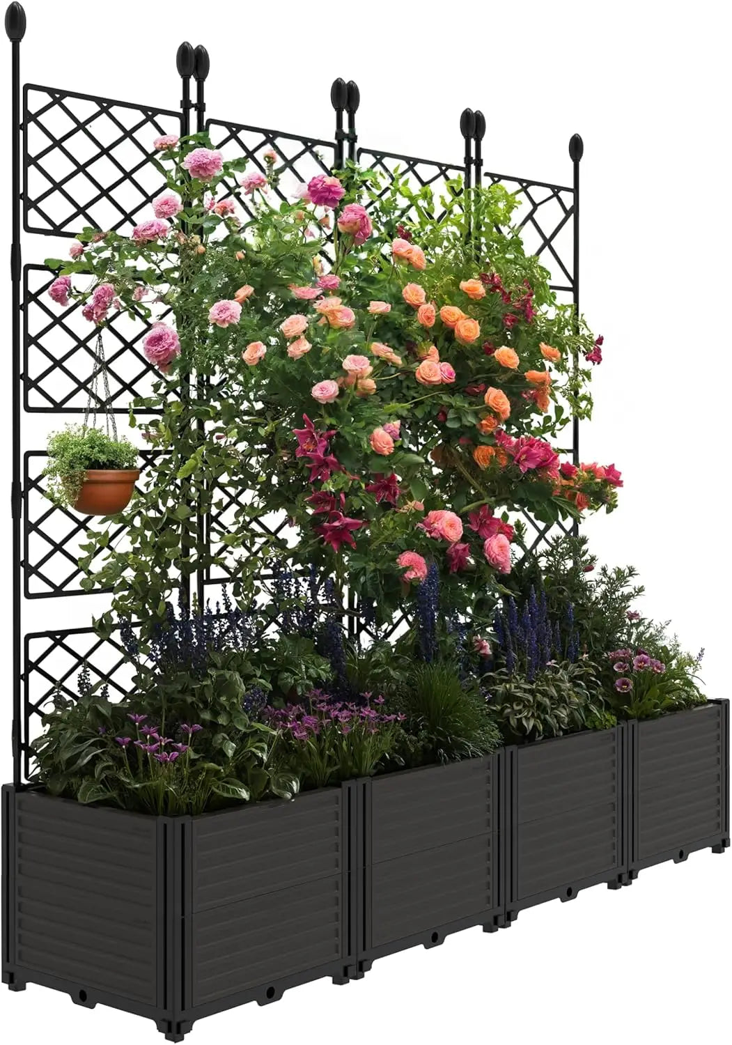 TWISTER CK Plastic Planter Box With Trellis Rack For Patios