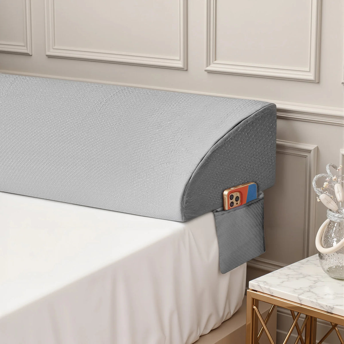 JHK Memory Foam Headboard Wedge Pillow With Ergonomic Cooling Cover