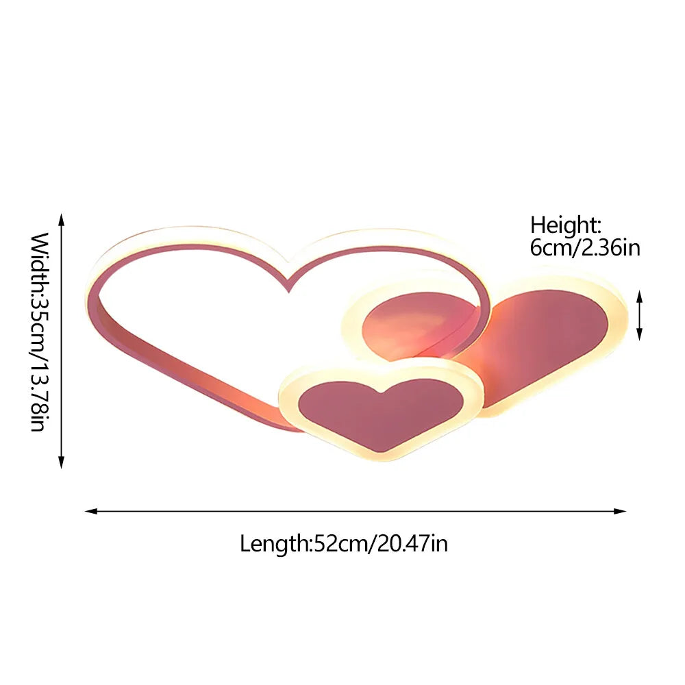 Heart Shaped LED Ceiling Lamp With Remote Control Dimmer