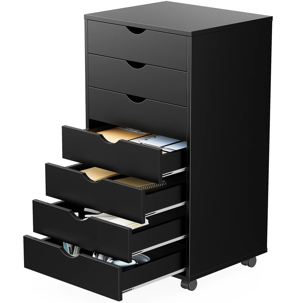 JHK 7 Drawer Wooden Mobile Filing Cabinet Desk Organizer Nightstand