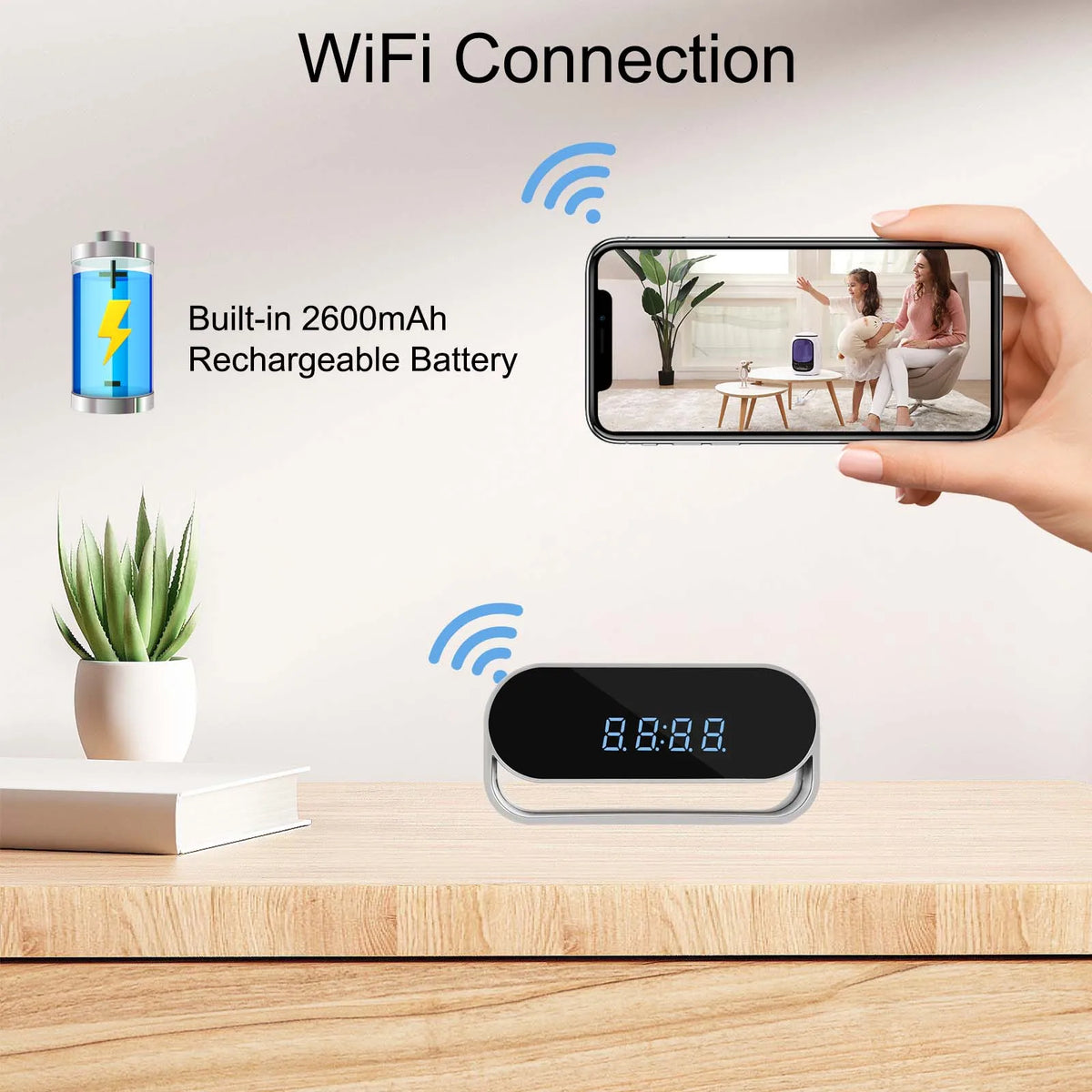 Ouvis 4K Clock Camera Surveillance With Wifi Night Vision