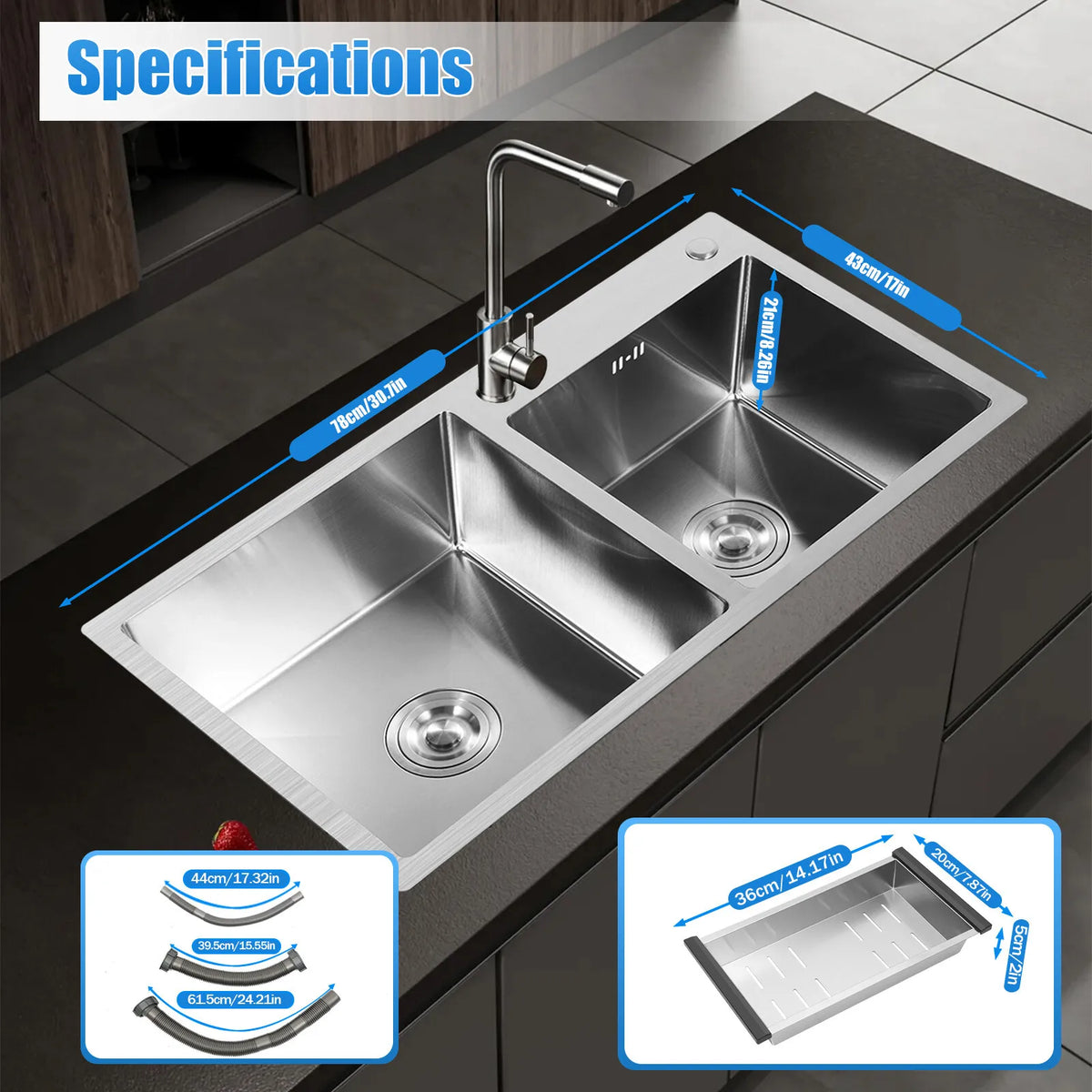 Stainless Steel Double Bowl Kitchen Sink With Noise Reduction