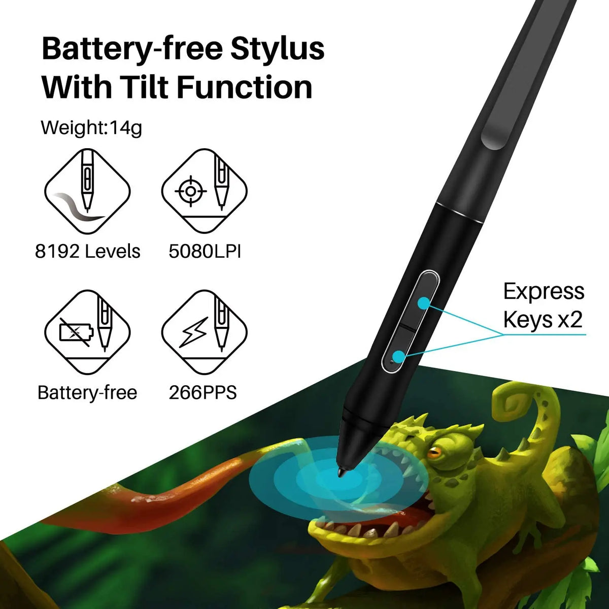 Huion Kamvas Pro Graphics Tablet With Tilt Support Pen