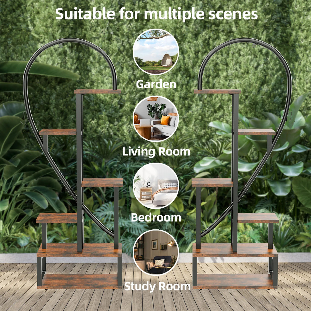 Half Heart Metal Plant Stand Rack With Six Tier Shelves