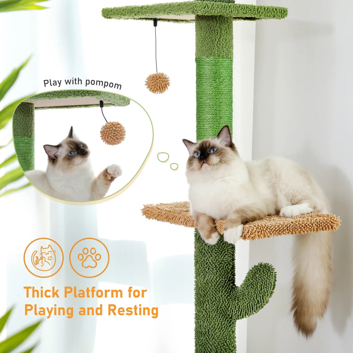 PAWZ Road 5-Tier Cactus Cat Tower Climbing Tree With Hammock
