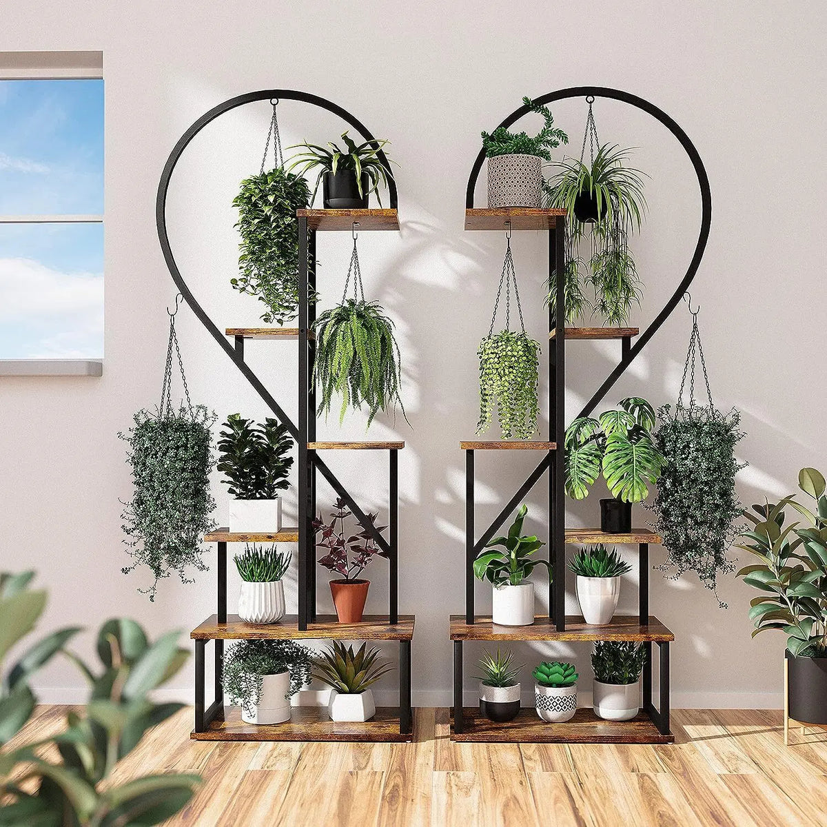Half Heart Metal Plant Stand Rack With Six Tier Shelves