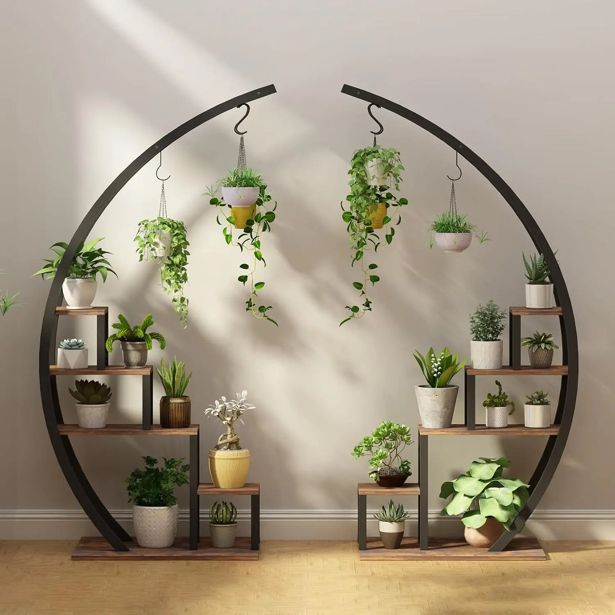Twister.CK 2 Pack 5 Tier Half Moon Metal Plant Stand