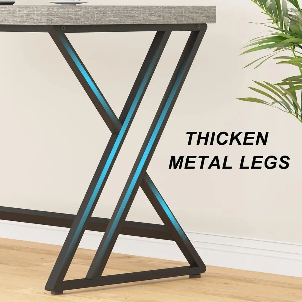 Industrial L Shaped Computer Desk With Sturdy Metal Frame