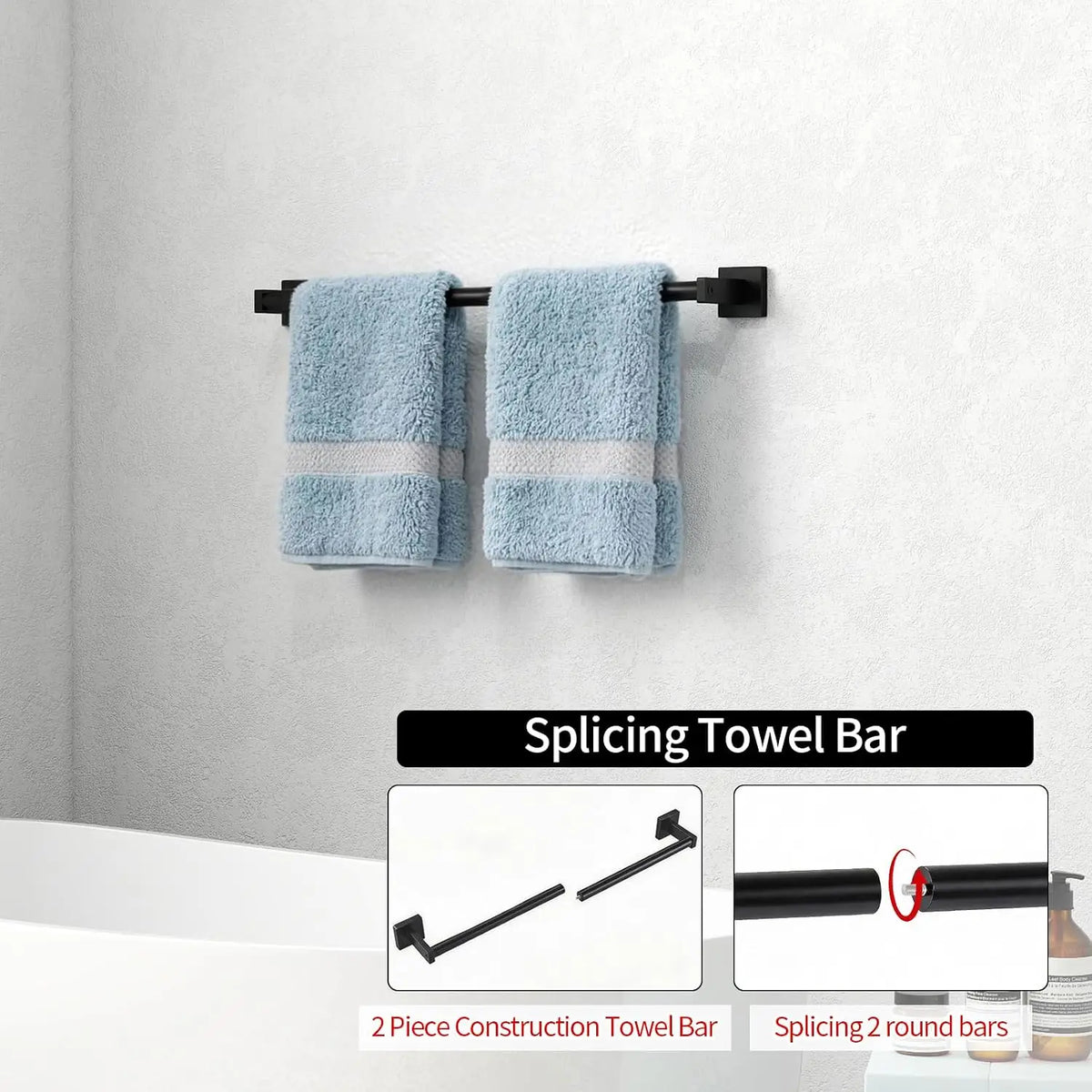 Wall Mounted Stainless Steel Towel Bar With Hooks Two Pack