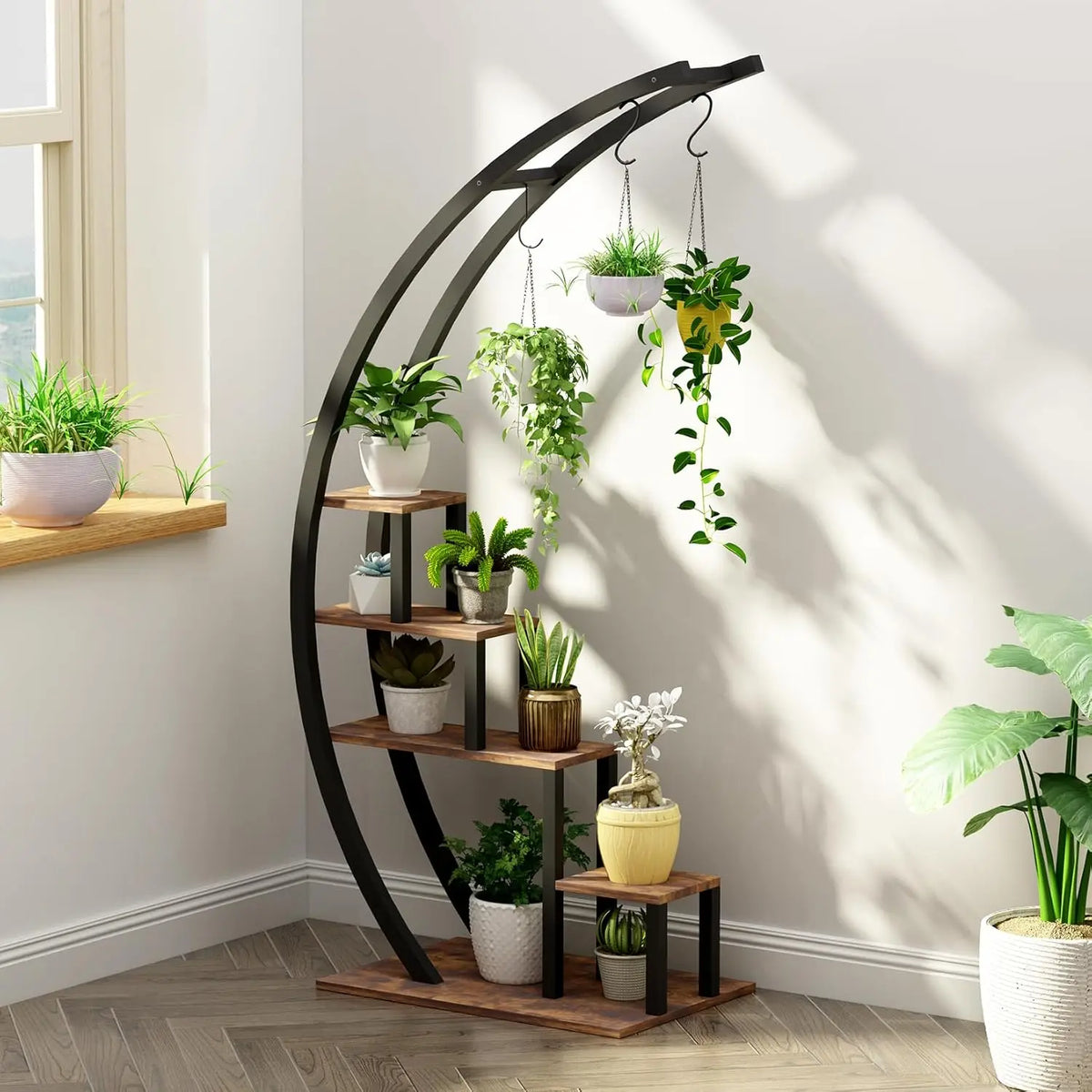 Twister.CK 2 Pack 5 Tier Half Moon Metal Plant Stand