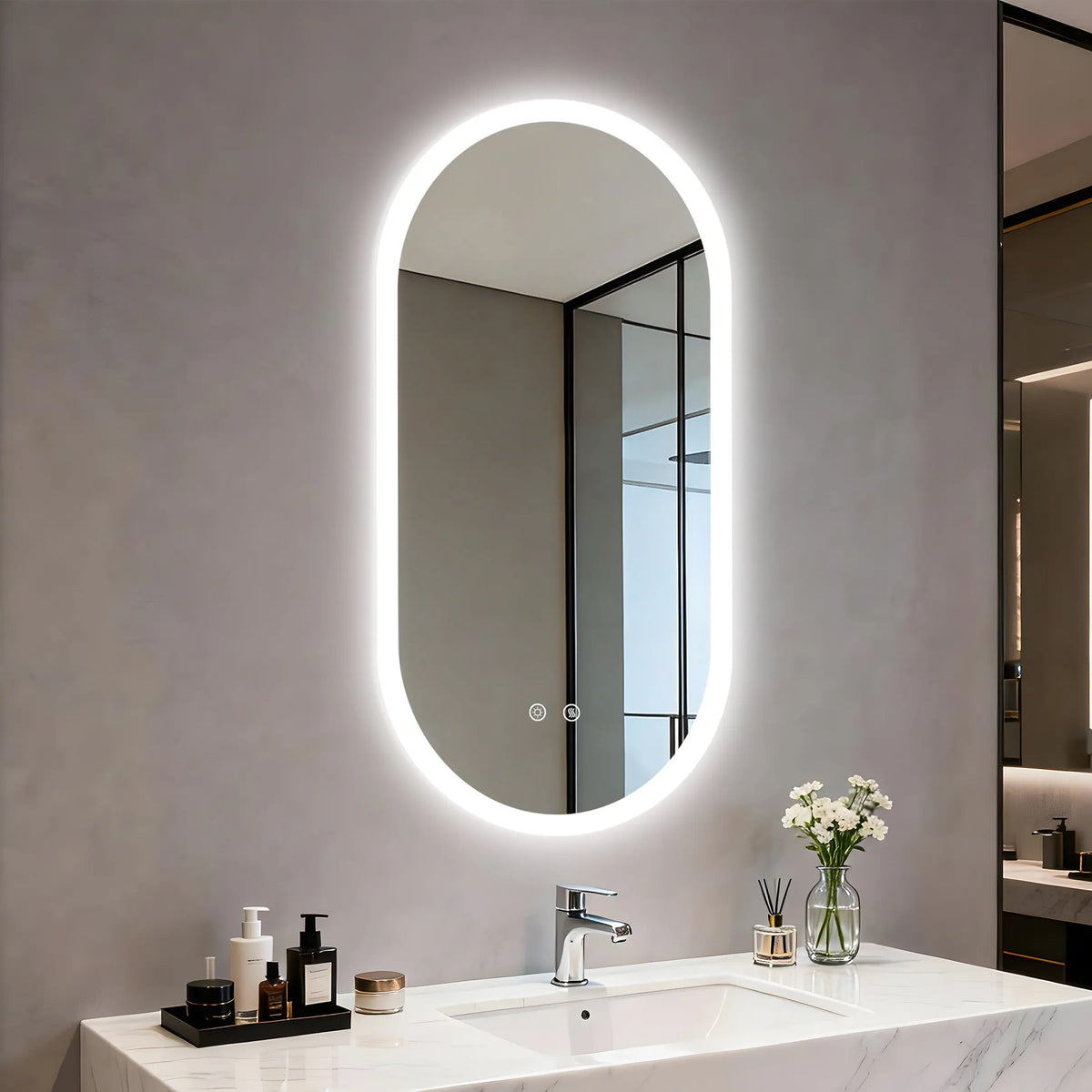 BORWART Smart Anti Fog Dimmable Oval LED Bathroom Mirror