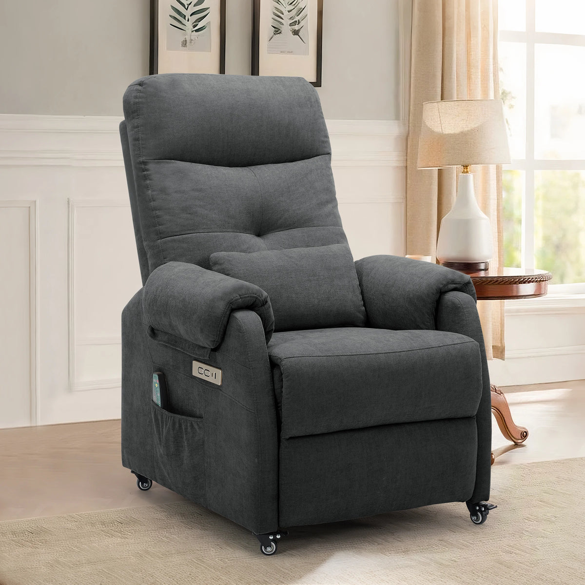 KORSER Power Recliner Chair With Wheels And USB Ports