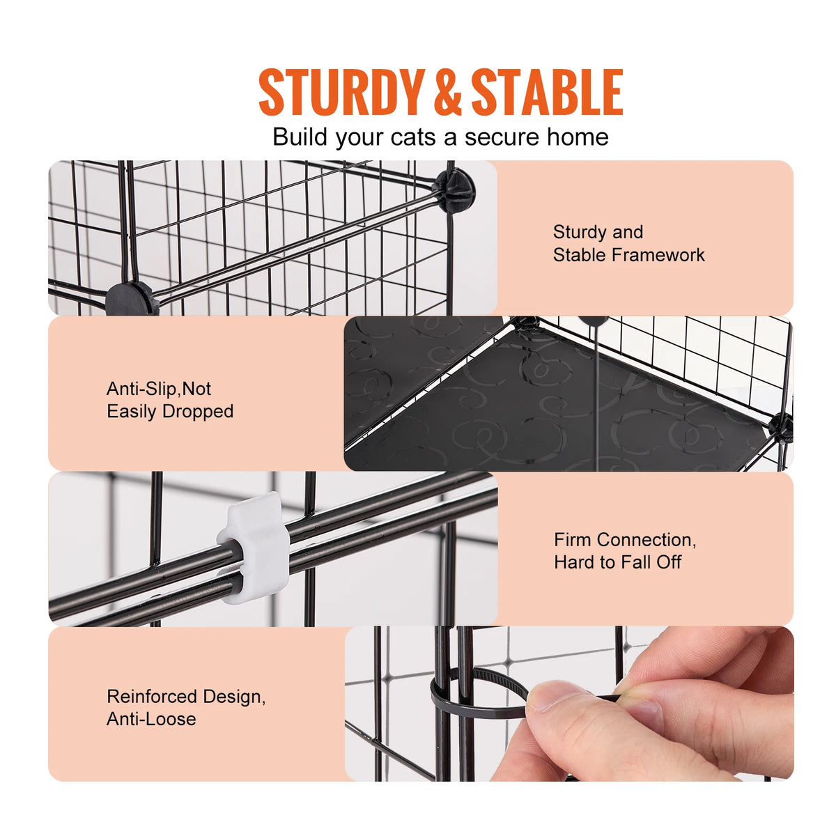 SucceBuy Multi Tier Metal Cat Cage With Hammock And Ramp