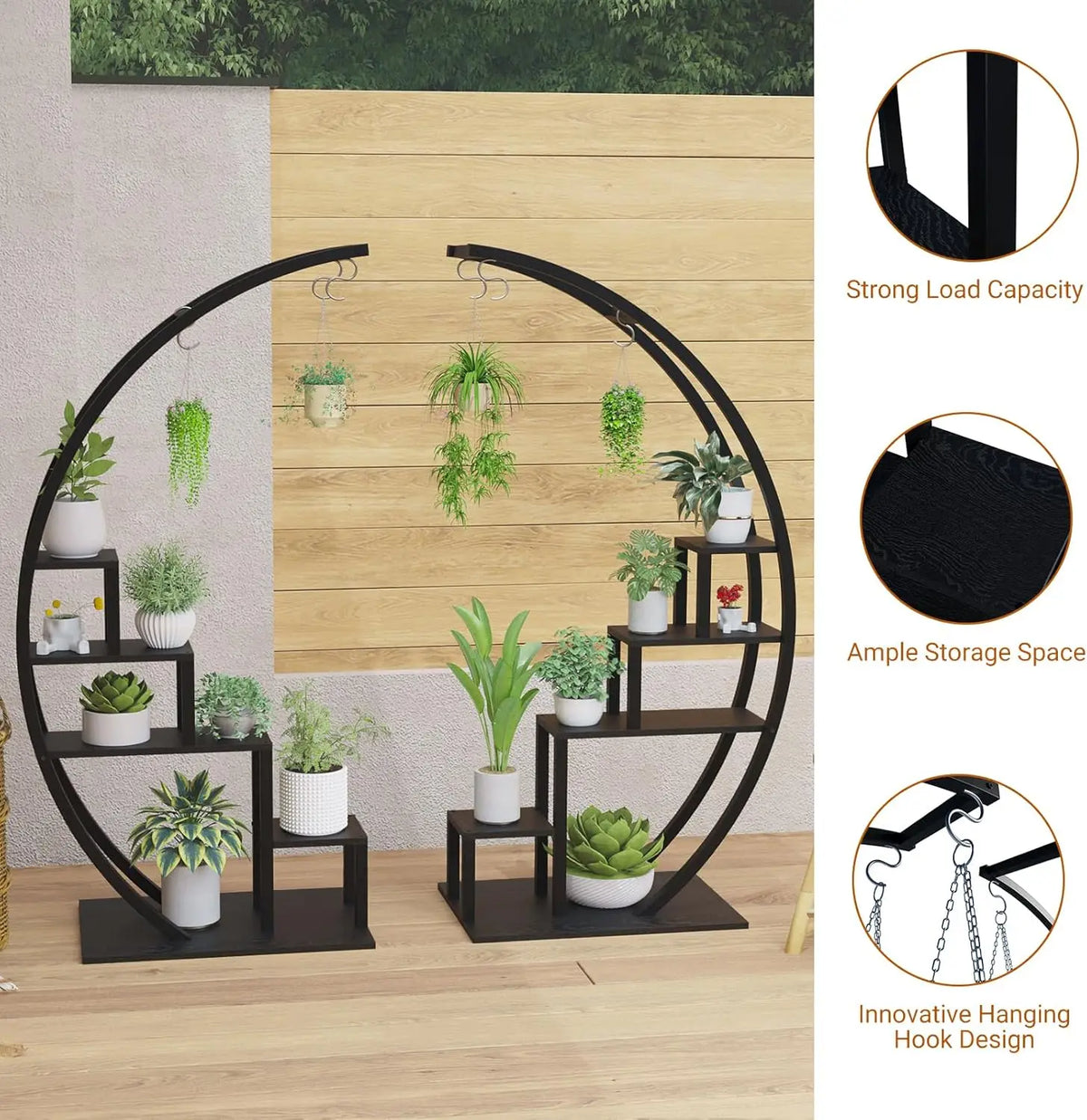 Twister.CK 2 Pack 5 Tier Half Moon Metal Plant Stand