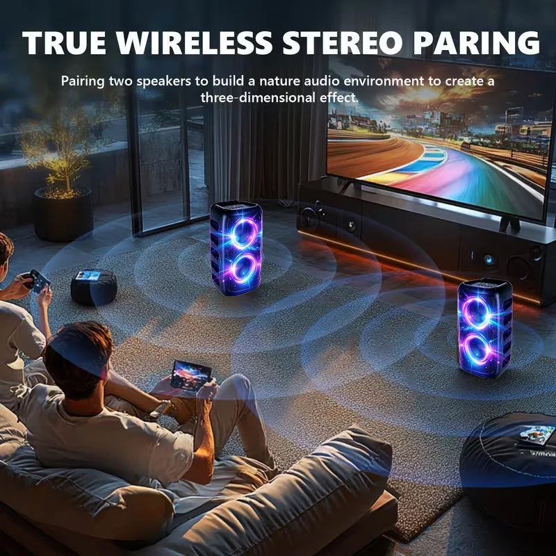 Xmebxpk Bluetooth Karaoke Party Speaker With Microphone And LED Lights