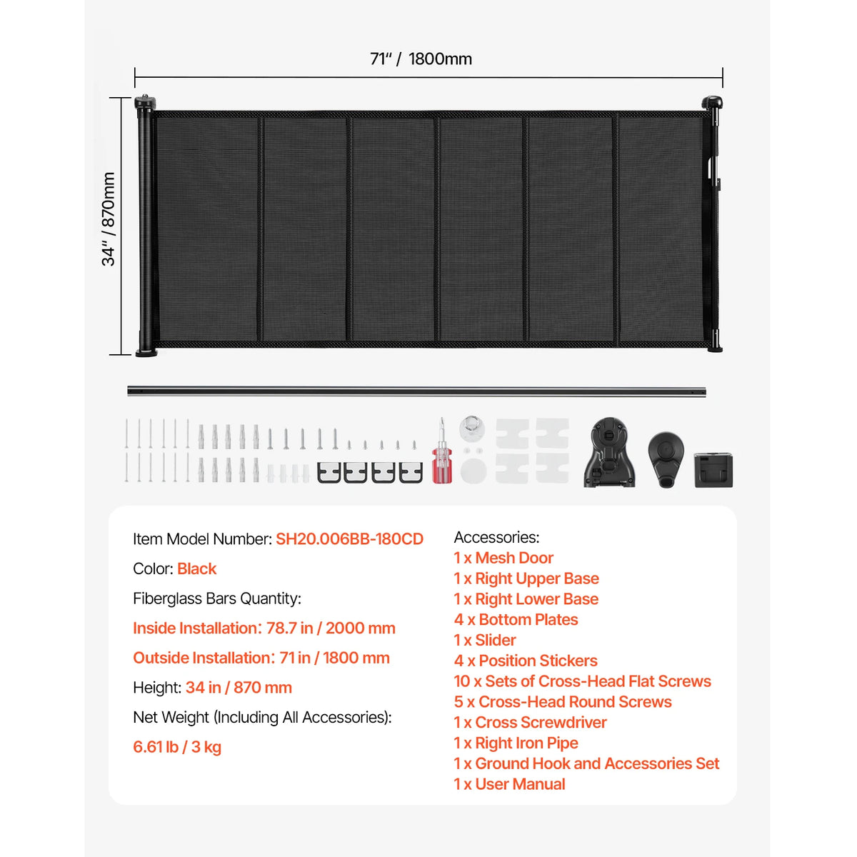 SucceBuy Retractable Safety Gate for Stairs, Doorways, Children and Pets
