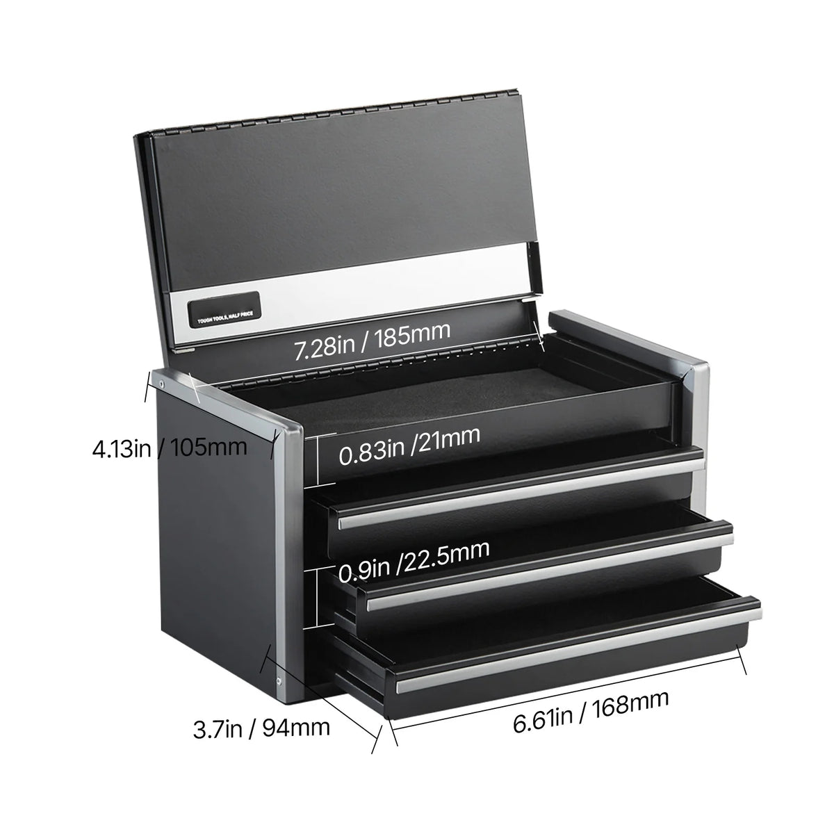 SucceBuy Portable Three Drawer Metal Tool Chest for Organized Storage