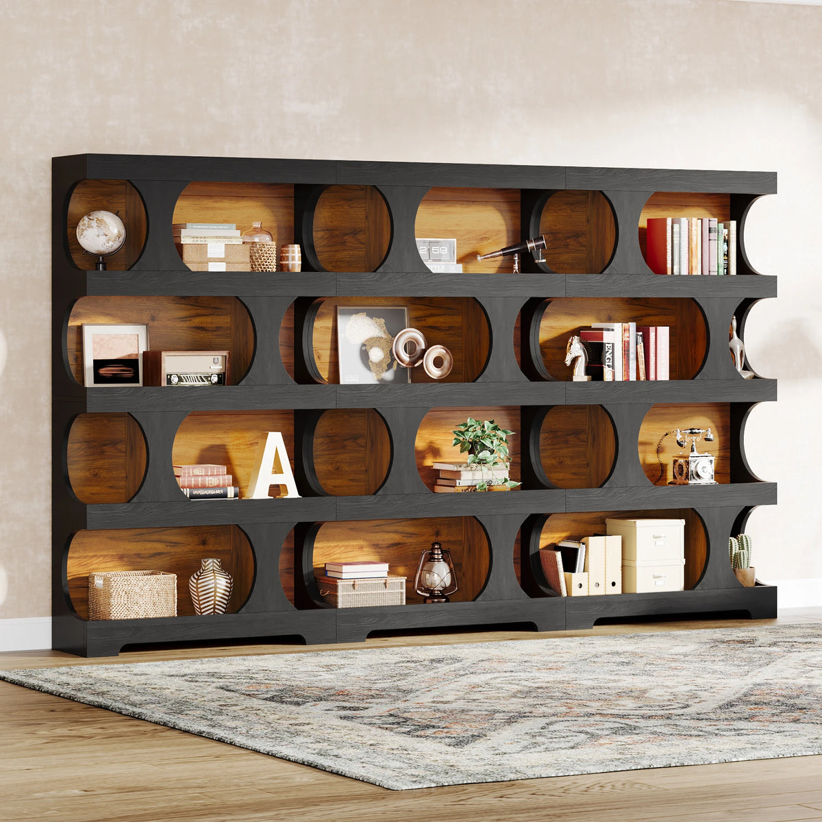 Tribesigns Modern S Shaped Bookcase With Four Tier Decorative Shelves
