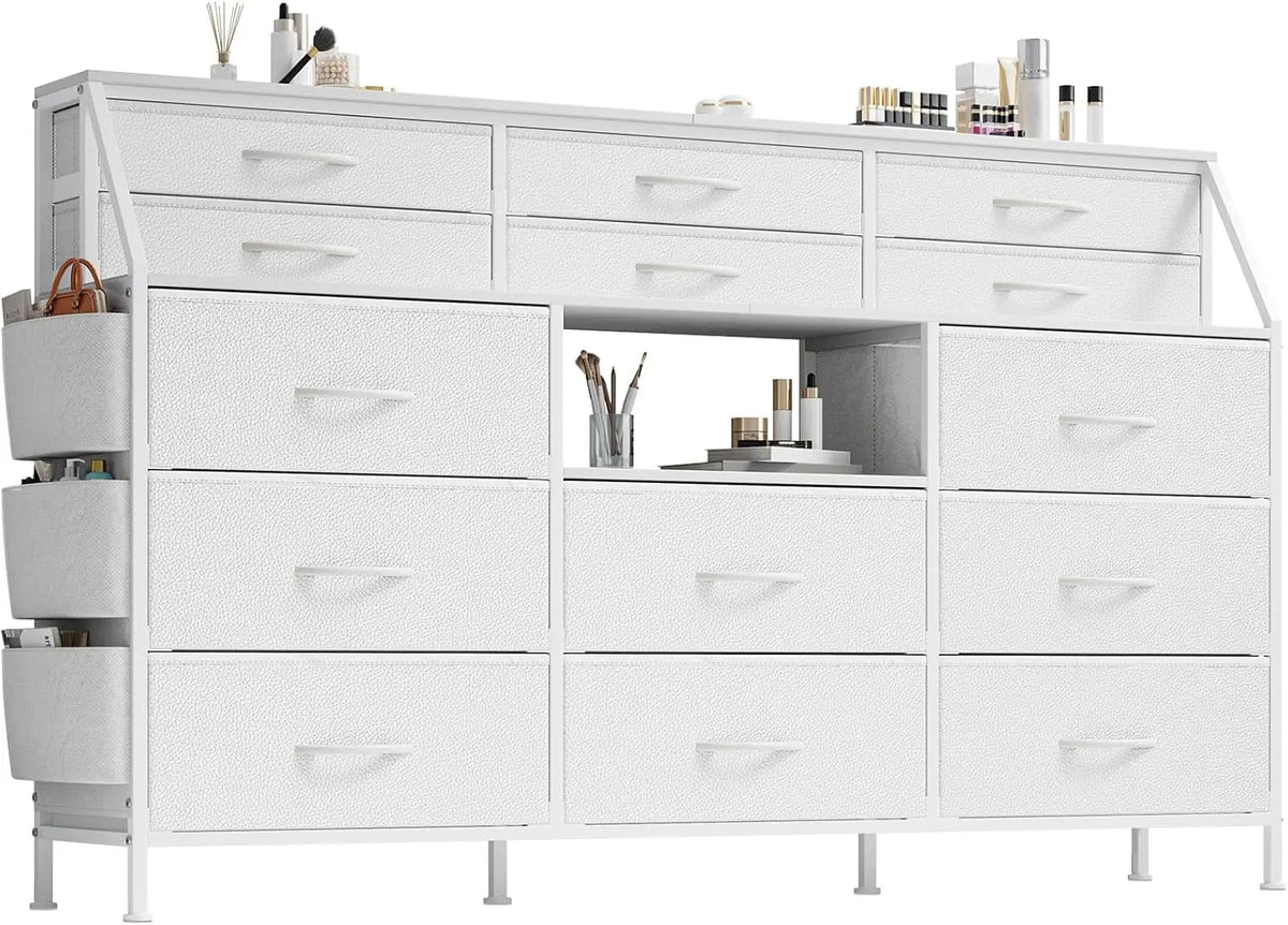 TWISTER CK Fabric Dresser With Wooden Top And 14 Drawers