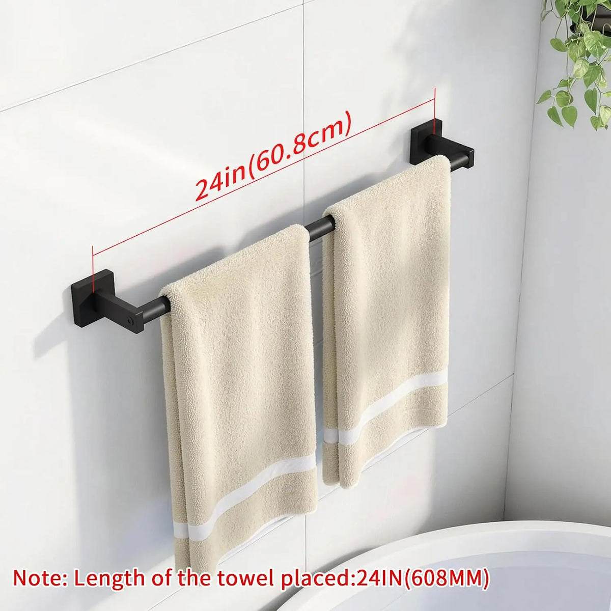 Wall Mounted Stainless Steel Towel Bar With Hooks Two Pack