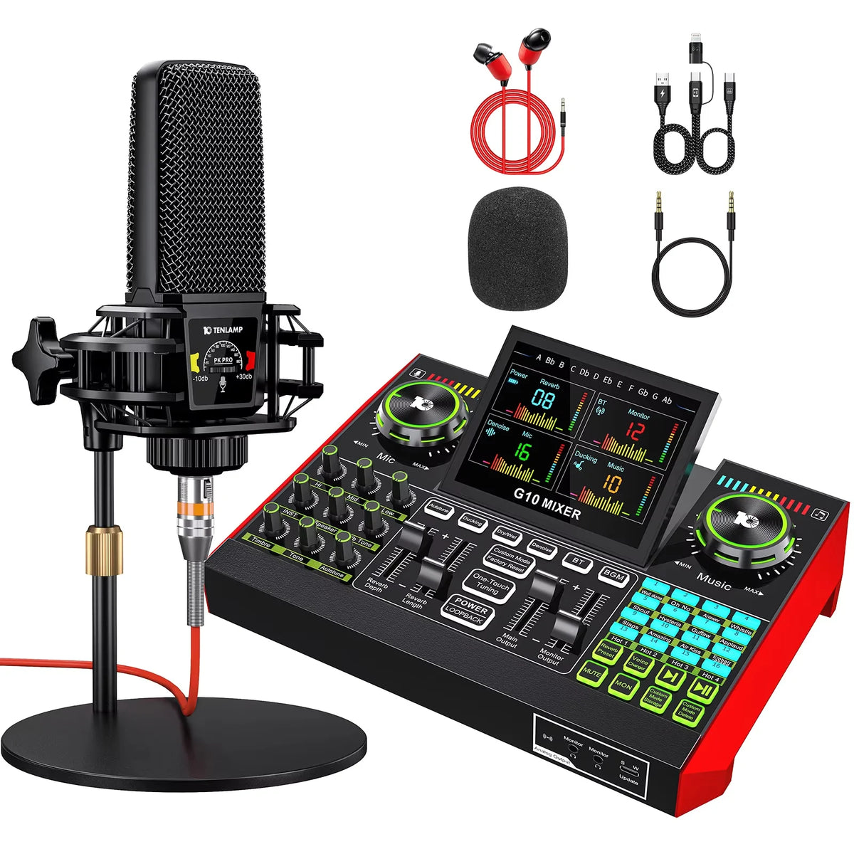 Tenlamp G10 Professional Audio Mixer And Streaming Interface
