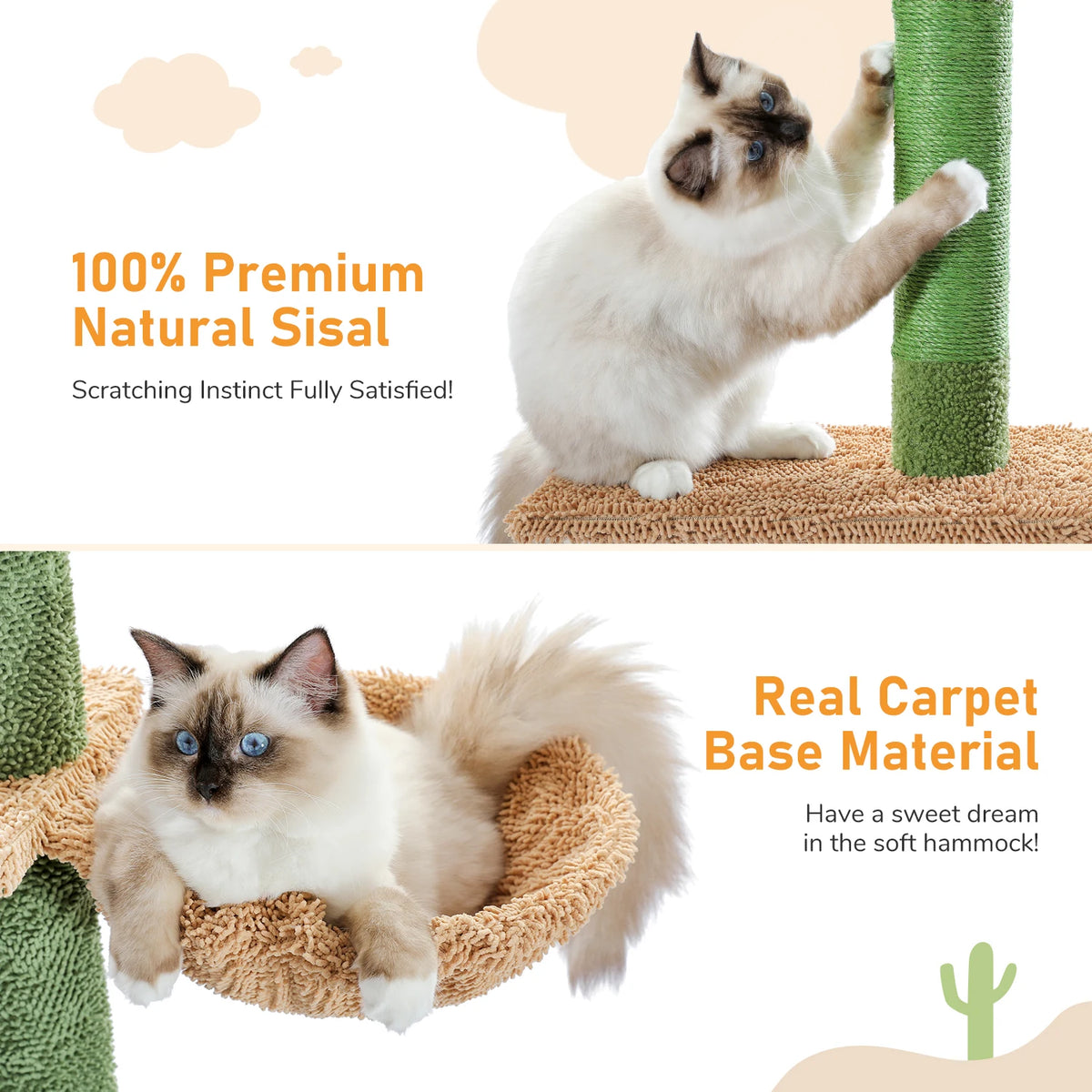 PAWZ Road 5-Tier Cactus Cat Tower Climbing Tree With Hammock