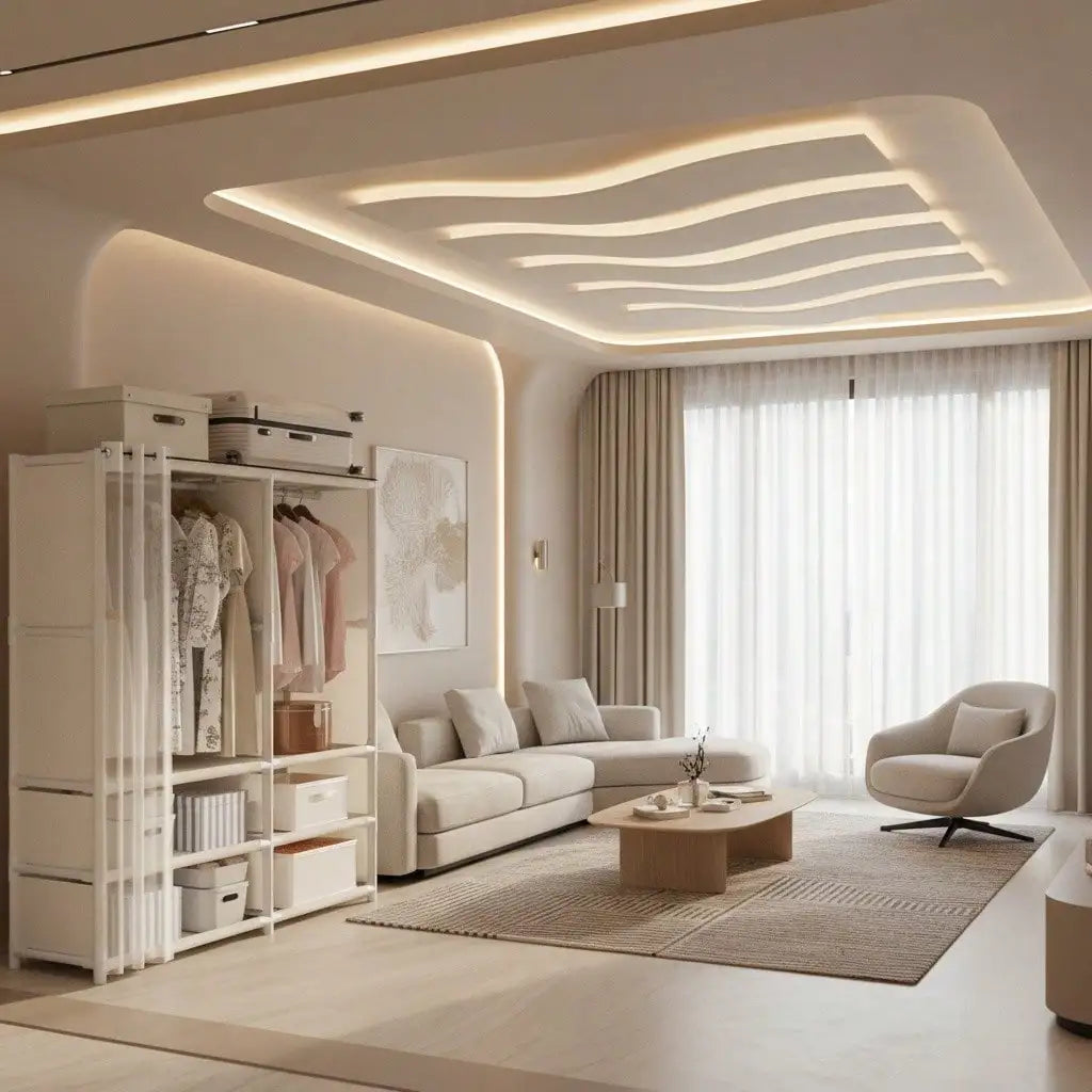 Portable Wardrobe Closet With Drawers Hanging Rods And Storage Shelves