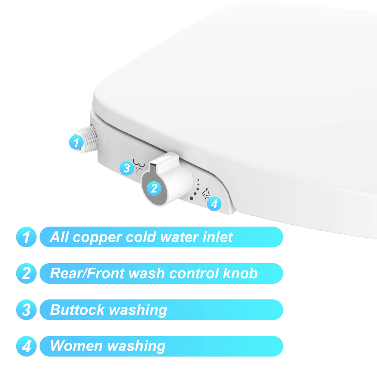 Twister Non Electric Round Bidet Toilet Seat Dual Nozzle