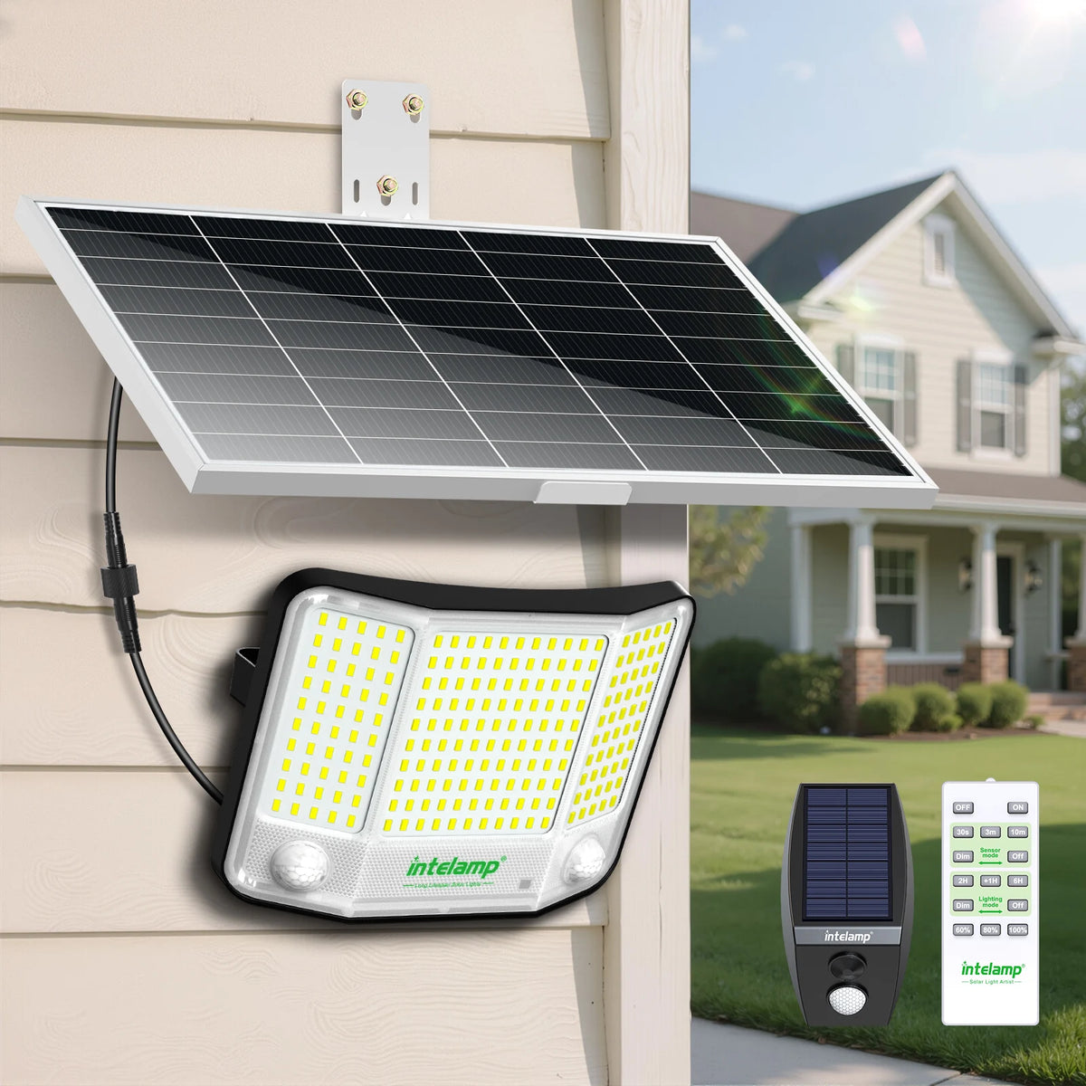Intelamp Solar Flood Lights Outdoor Dual Motion Sensor Waterproof