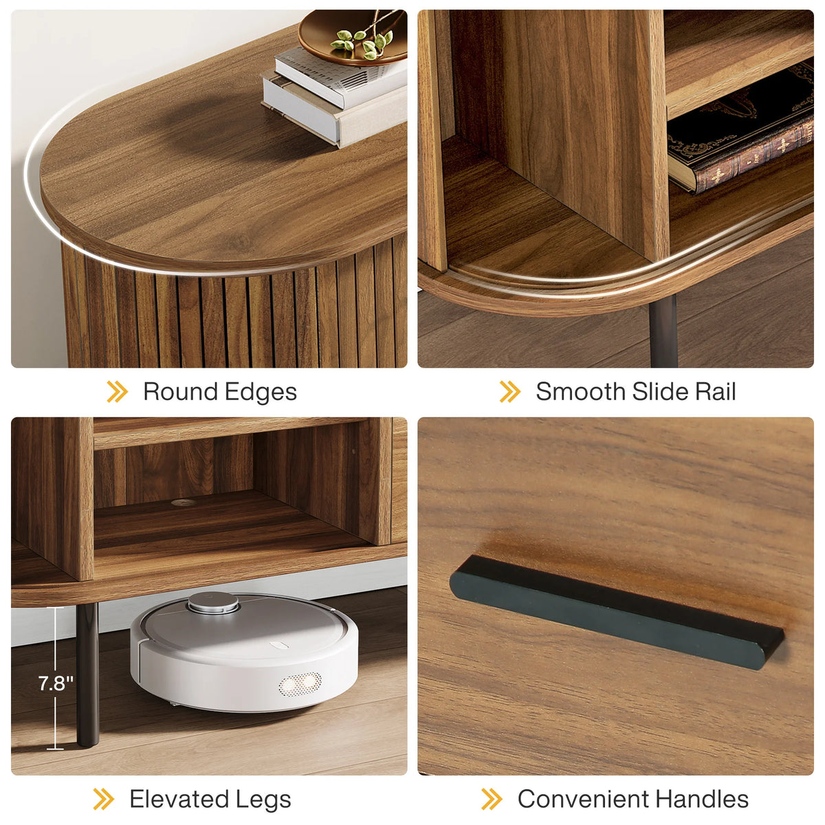 Tribesigns Mid Century Modern TV Stand With Sliding Doors