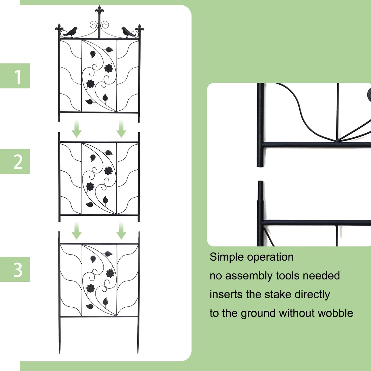 Metal Garden Trellis Panel Fence for Climbing Plants and Vines