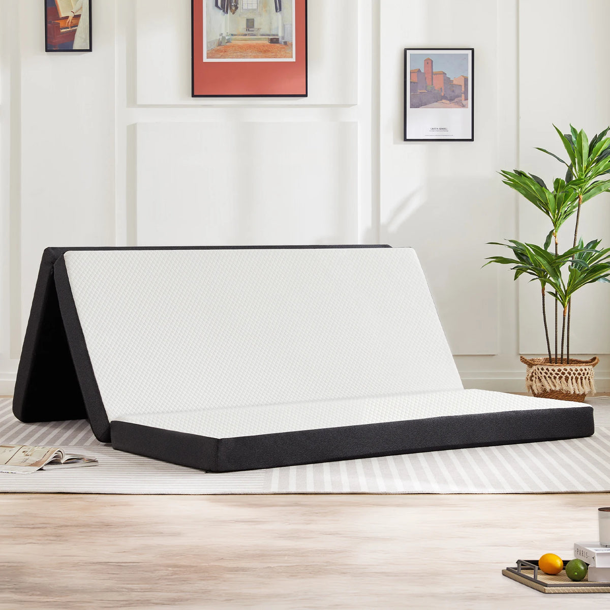 JHK Tri-Fold Memory Foam Mattress With Washable Cover For Travel
