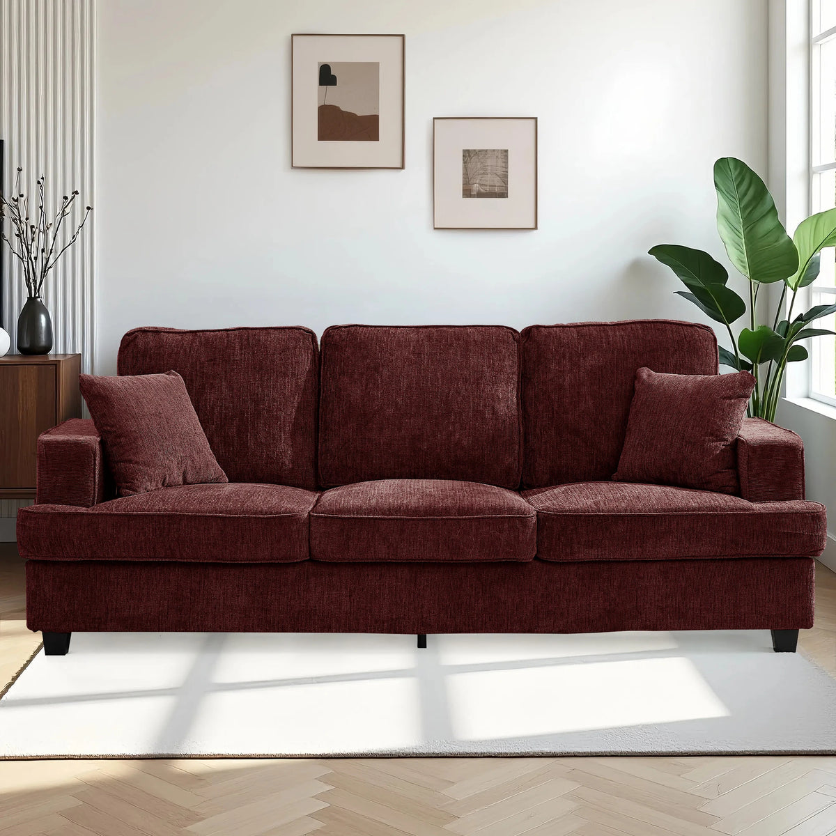 Modern Cloud Couch Sofa With Chenille Fabric And Wood Frame