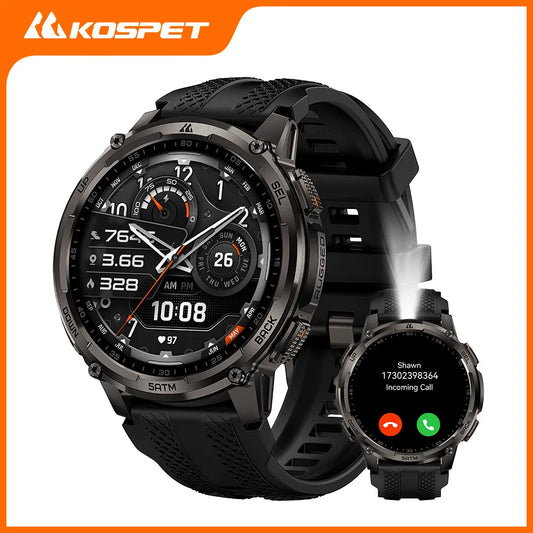 KOSPET Tank T4C Rugged Smartwatch With Dual Band GPS Flashlight