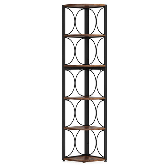 Tribesigns 6 Tier Corner Bookshelf Storage Rack Living Room
