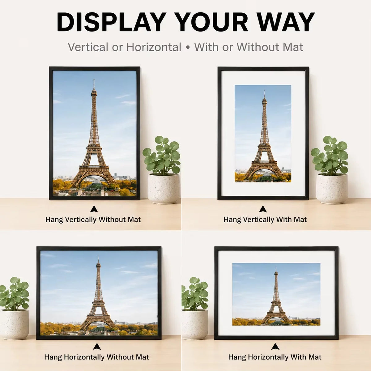 Aluminum Picture Frames With Mats For Wall Art Display