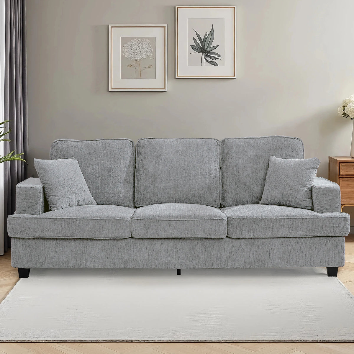 Modern Cloud Couch Sofa With Chenille Fabric And Wood Frame