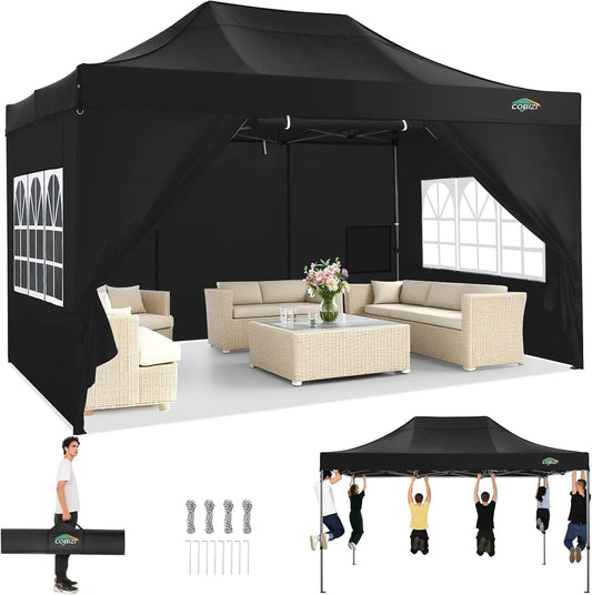 COBIZI Heavy Duty Pop Up Canopy With Sidewalls For Events